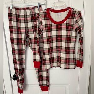 Hanna Andersson Holiday Long John Pajama Set Red White Tartan Plaid Women’s M
